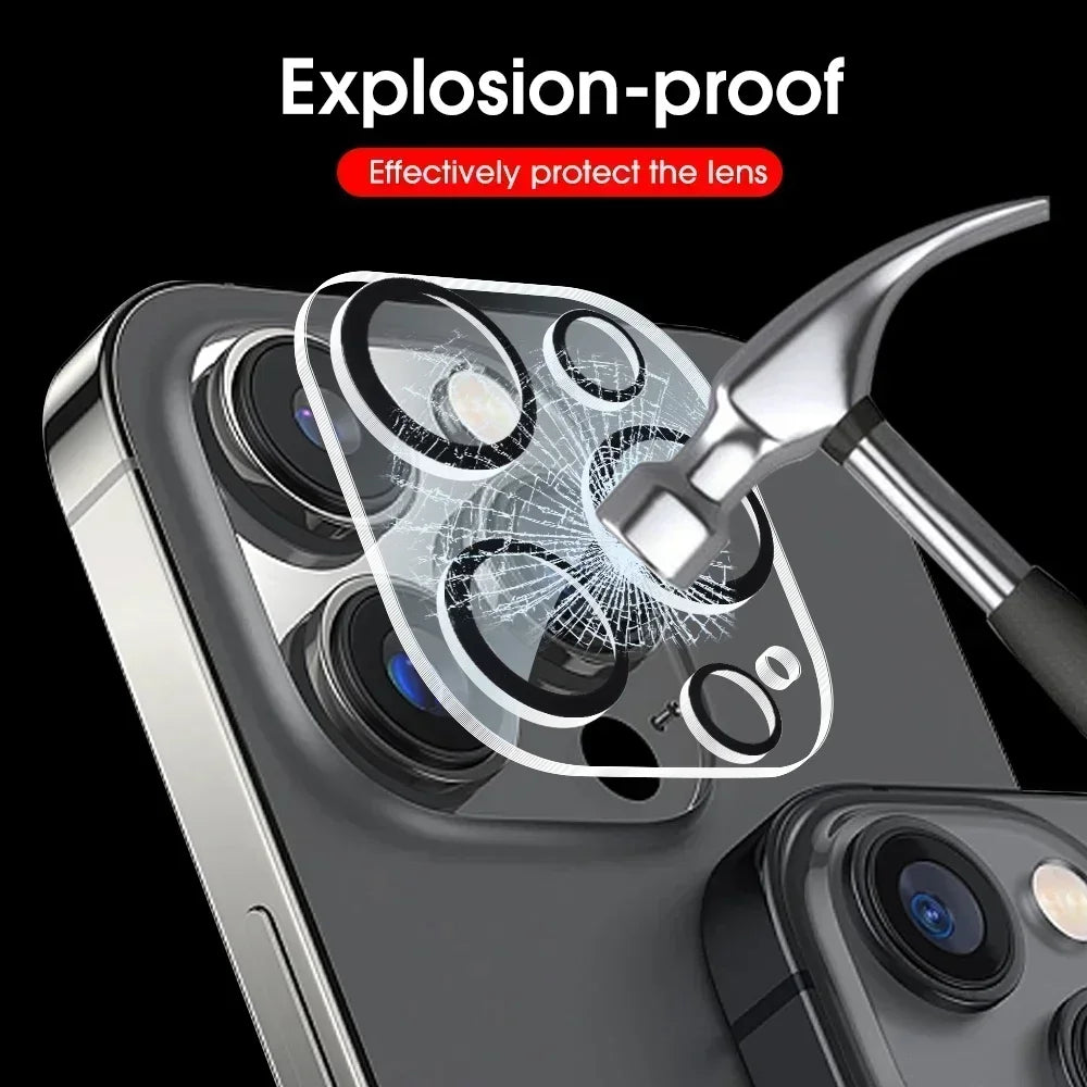 1-5Pcs Tempered Glass for iPhone 17 16 15 14 13 Pro Max Plus Mini Camera Lens Protector Black Circle Protective Lens Film Cover