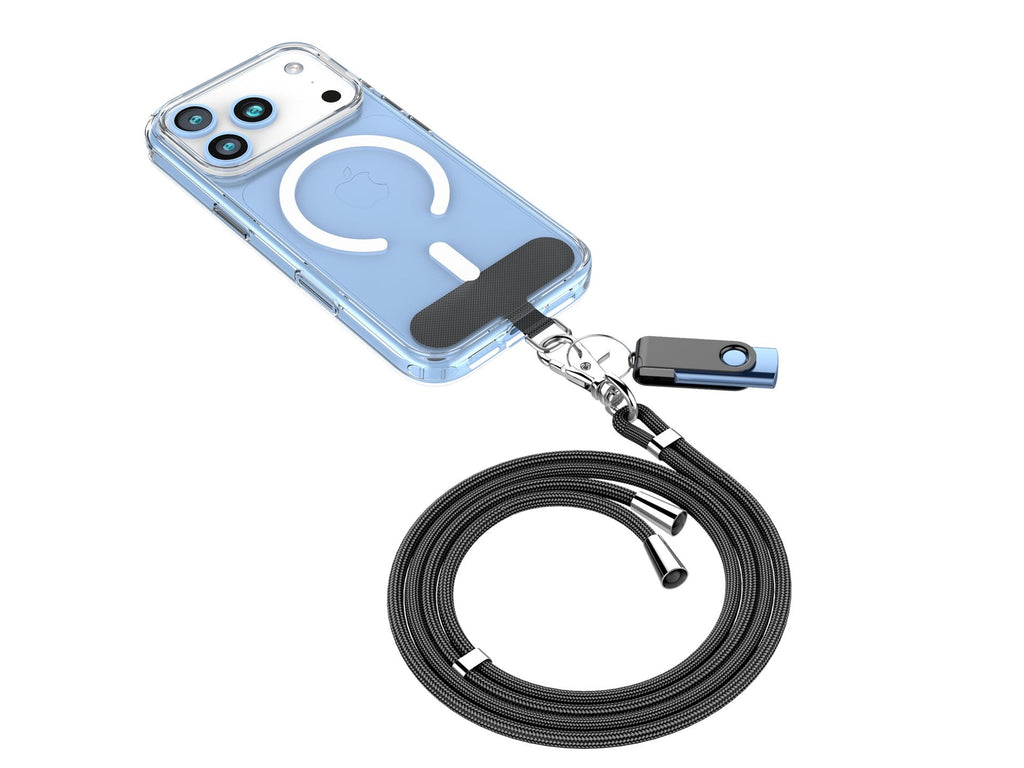 Techancy Cordão Universal Para Telemóvel Preto KC2107, Comprimento Ajustável De 0-80 Cm, Utilizado Com A Capa Do Telemóvel